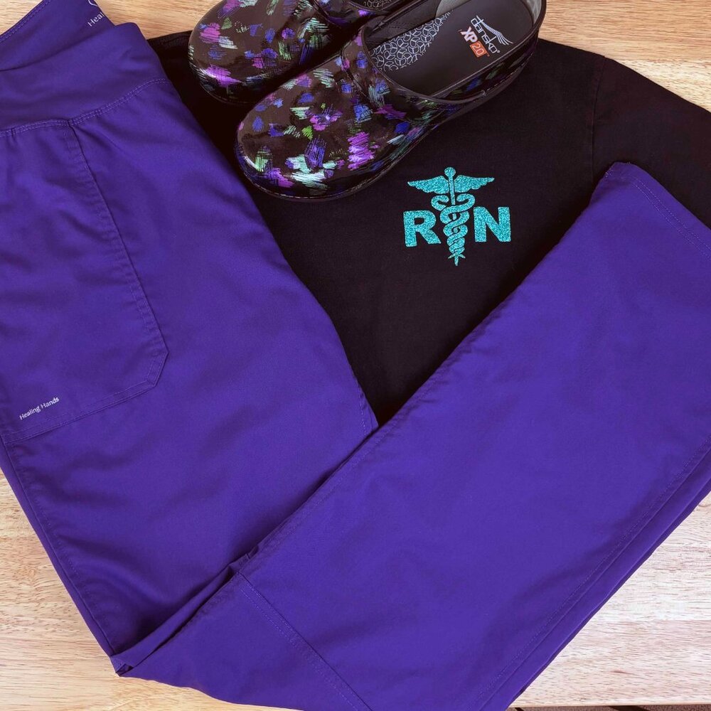 Healing Hands Purple Label Tori Yoga Scrub Pant Sz Large Tall (LT)